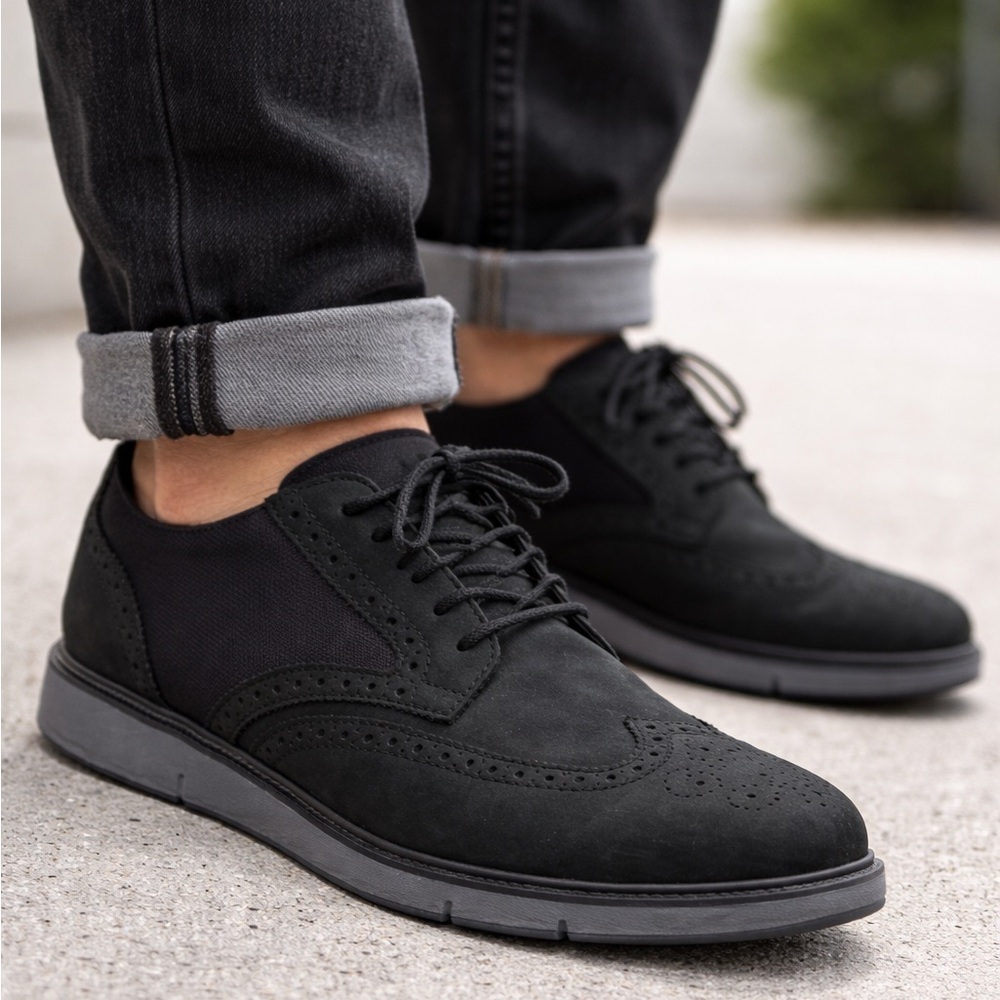 SWIMS Motion Wingtip Oxford Black Nubuck Hybrid Dress Sneaker Men’s 11